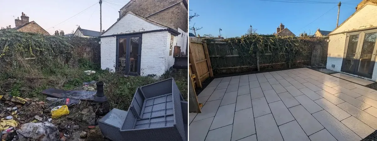 before and after Porcelain Patio