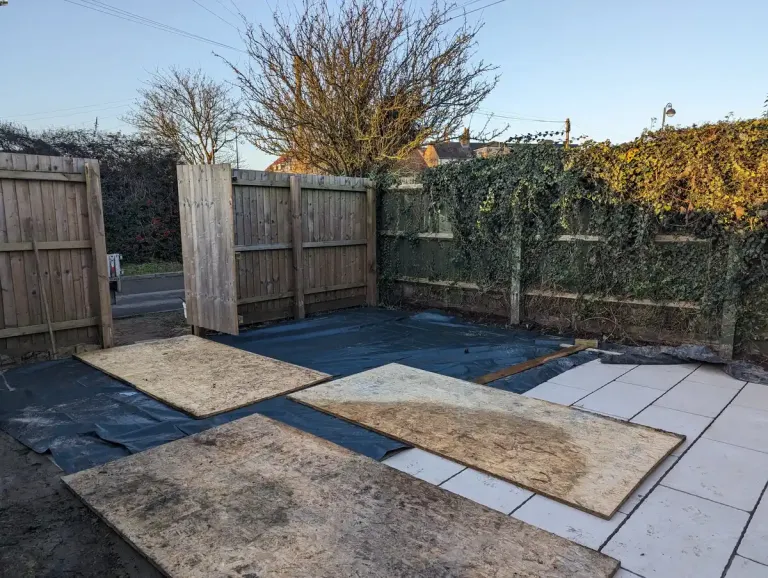 boards on top of patio