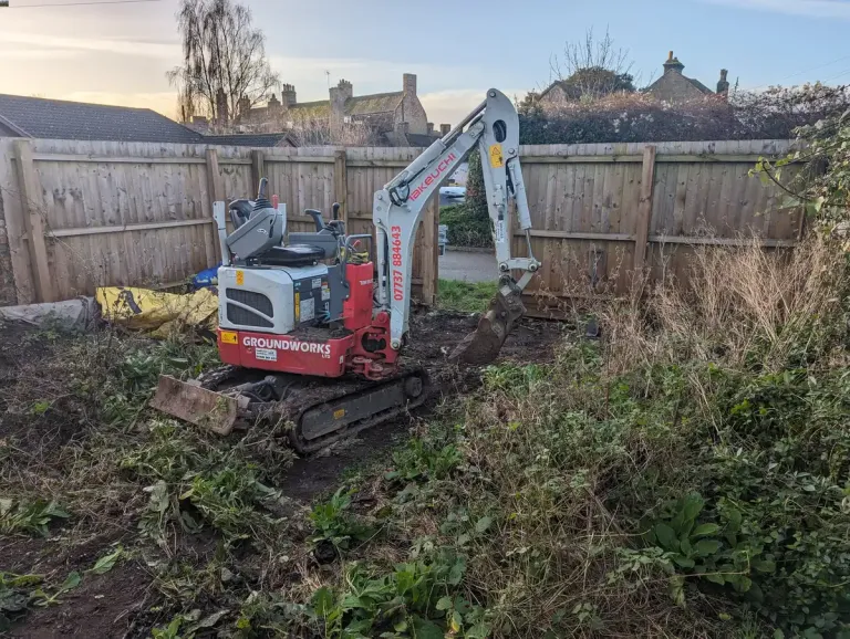 micro digger in garden